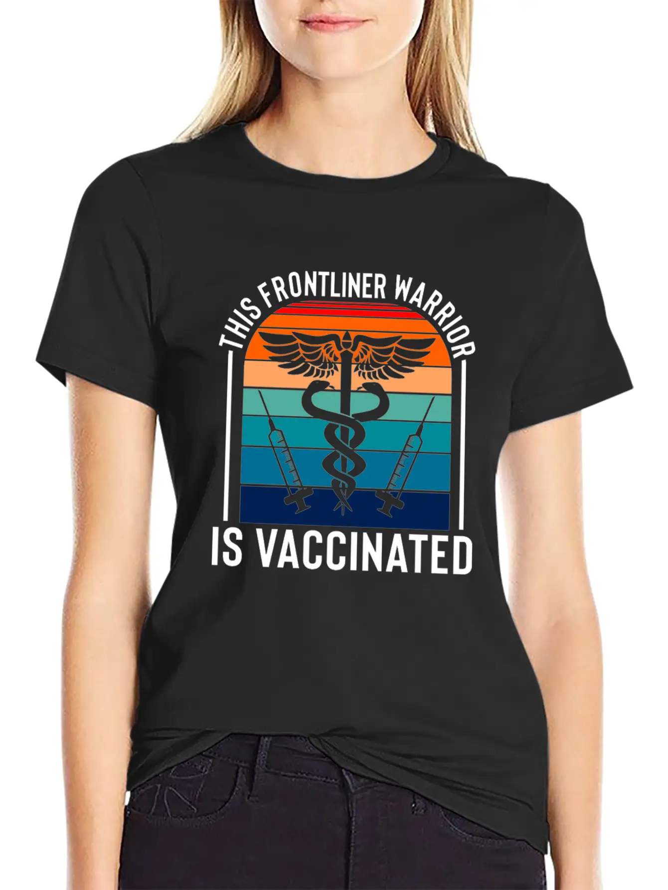 This Frontliner Warrior Is Vaccinated Nurse Frontl Modern Fit Casual T-Shirt – Clean And Versatile Design