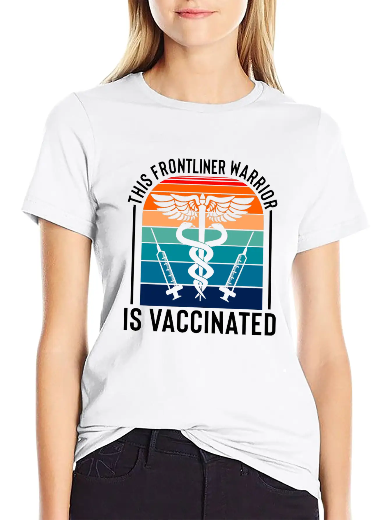 This Frontliner Warrior Is Vaccinated Nurse Frontl Modern Fit Casual T-Shirt – Clean And Versatile Design