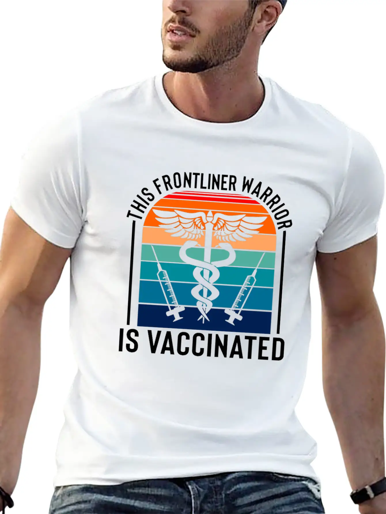 This Frontliner Warrior Is Vaccinated Nurse Frontl Modern Fit Casual T-Shirt – Clean And Versatile Design