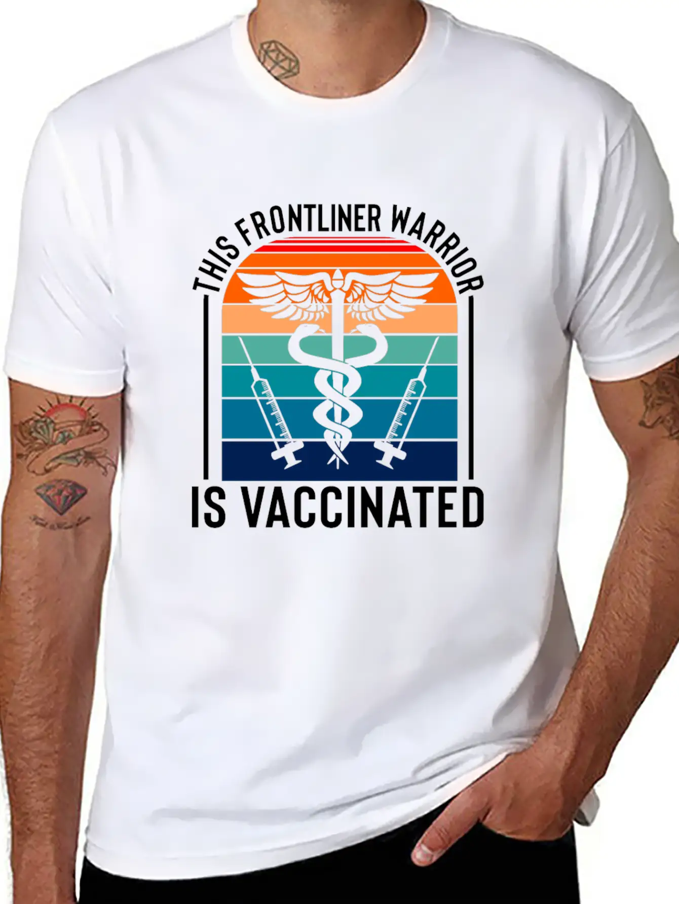 This Frontliner Warrior Is Vaccinated Nurse Frontl Modern Fit Casual T-Shirt – Clean And Versatile Design