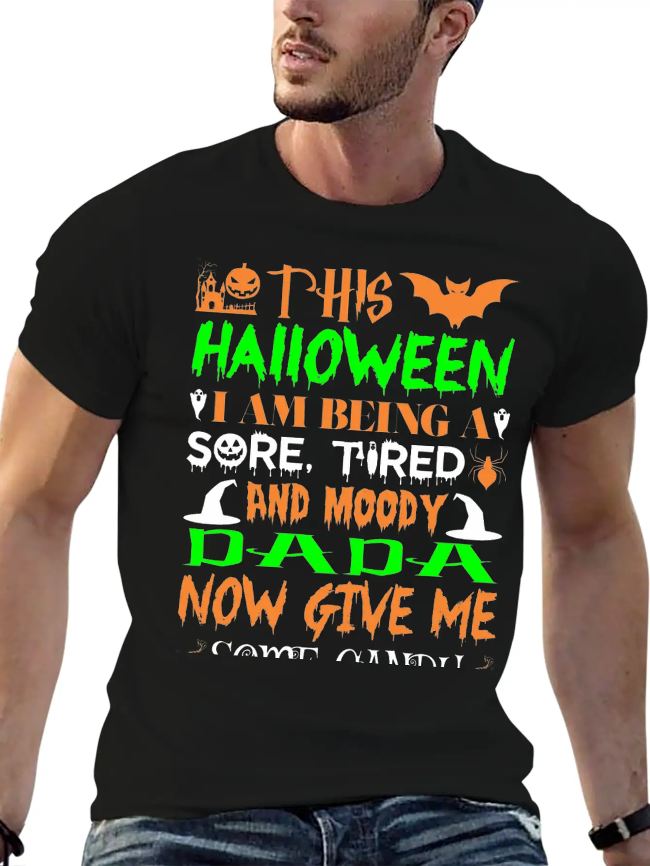 This Halloween Being Tired Moody Dada Candy Soft Cotton Short Sleeve Tee – Unisex Wardrobe Staple