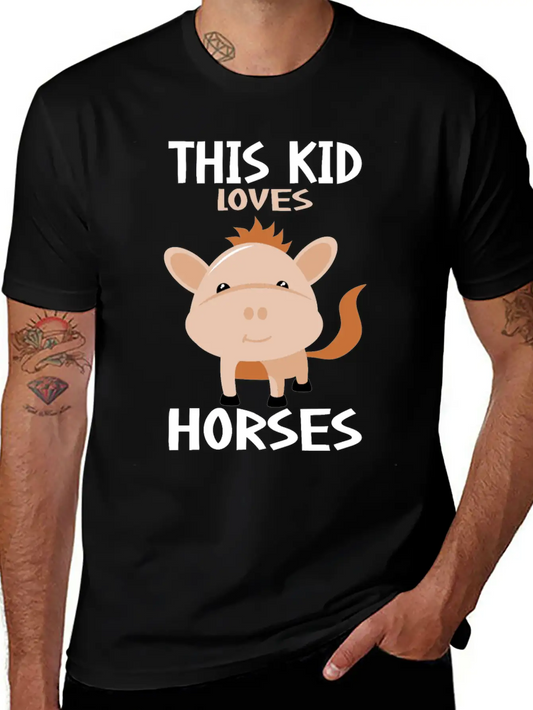 This Kid Loves Horses I Children's Horse Motif Basic Graphic T-Shirt – Daily Comfort In Soft Cotton