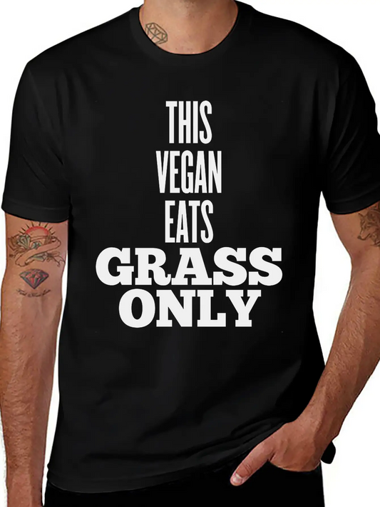 This Vegan Eats Grass Only Classic Fit Graphic Tee For Daily Comfort – Unisex Cotton Shirt