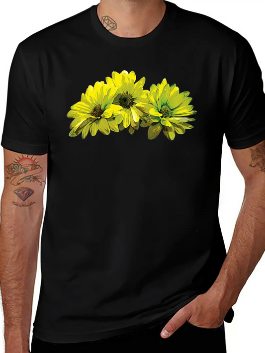 Three Yellow Daisies Essential Cotton Tee For Daily Outfits – Unisex Style