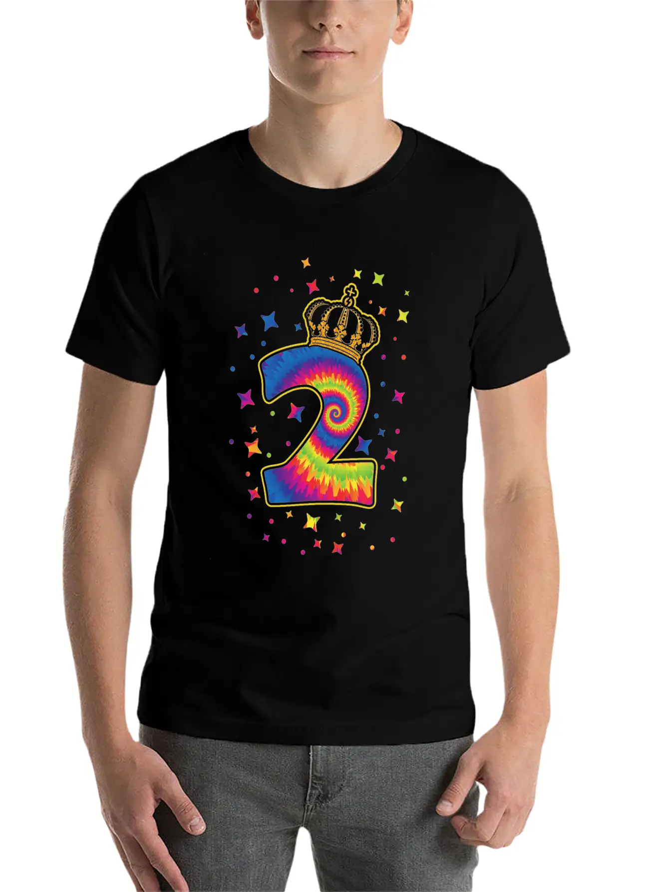 Tie-dye 2nd Birthday Party 2 Years Old Celebrant Basic Graphic T-Shirt – Daily Comfort In Soft Cotton