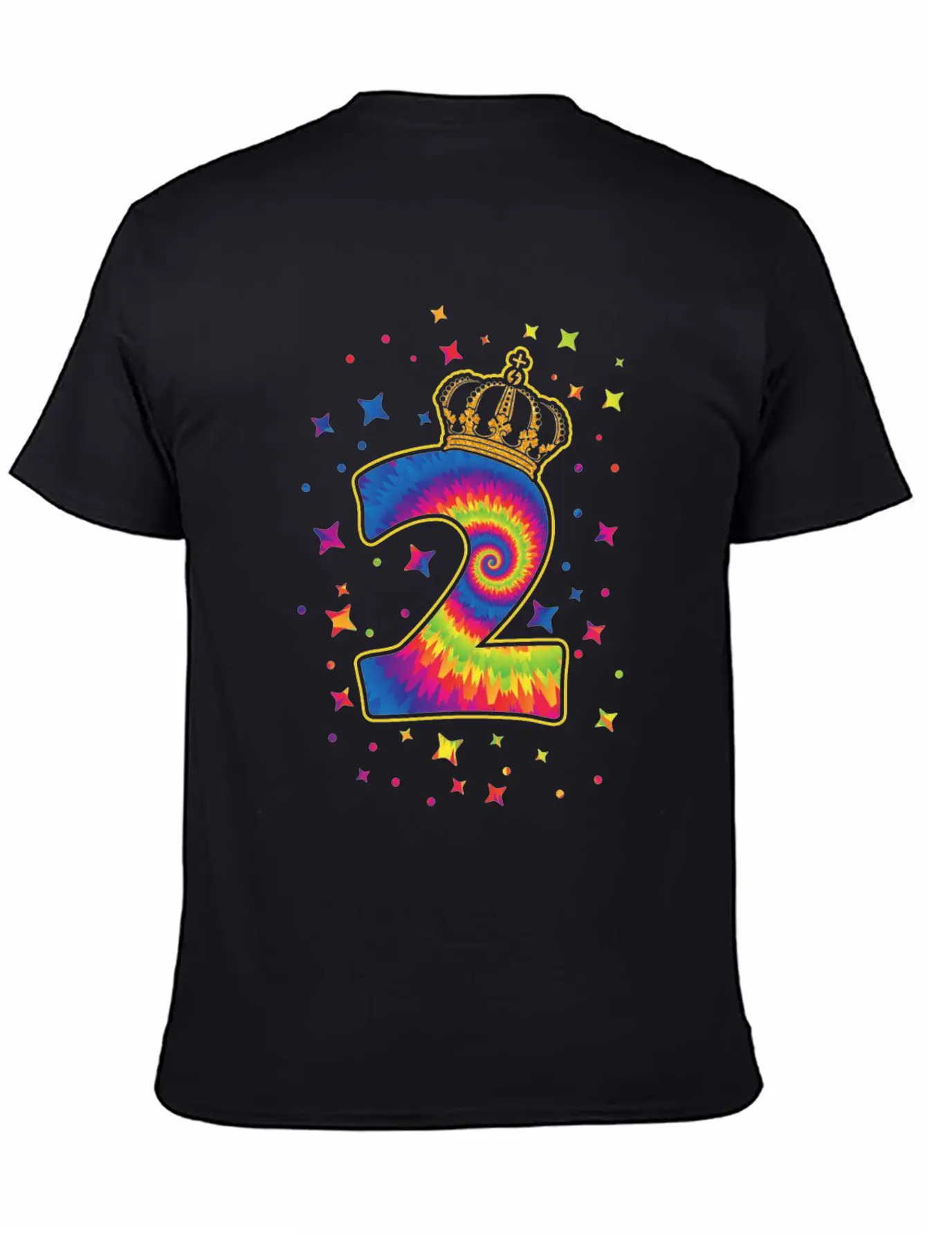 Tie-dye 2nd Birthday Party 2 Years Old Celebrant Basic Graphic T-Shirt – Daily Comfort In Soft Cotton