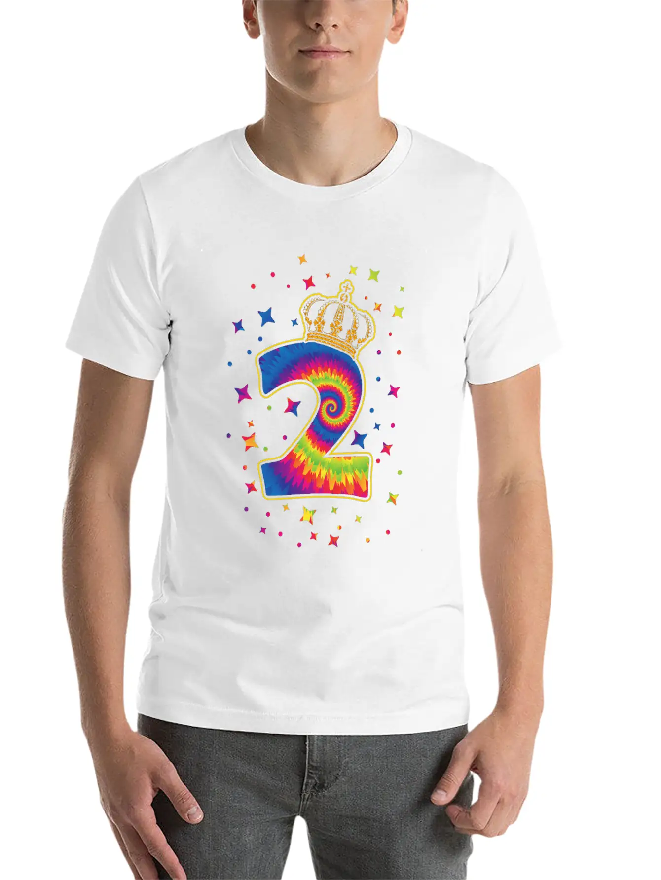 Tie-dye 2nd Birthday Party 2 Years Old Celebrant Basic Graphic T-Shirt – Daily Comfort In Soft Cotton