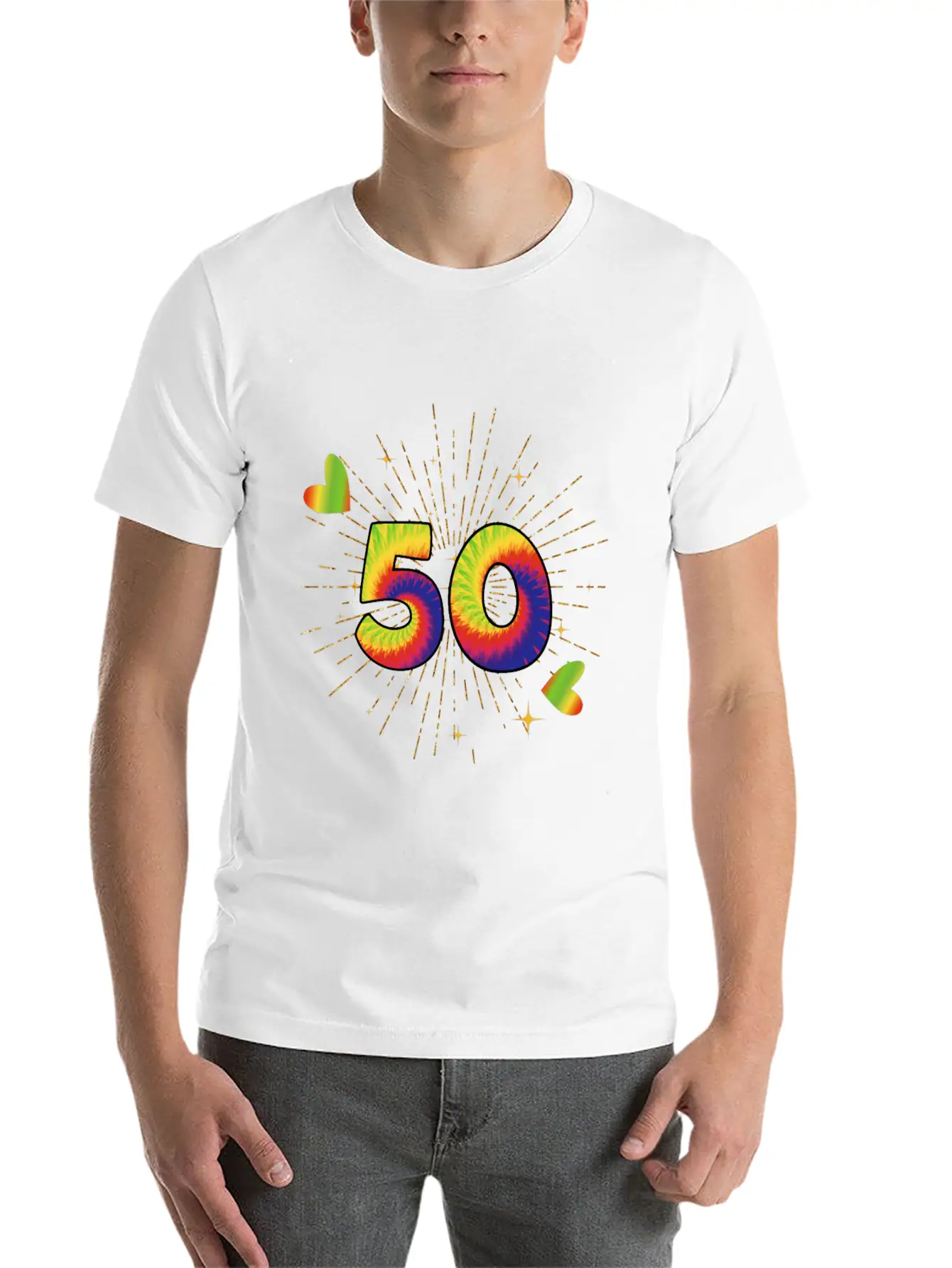 Tie-dye 50th Birthday Party 50 Years Old Celebrant Essential Cotton Tee For Daily Outfits – Unisex Style