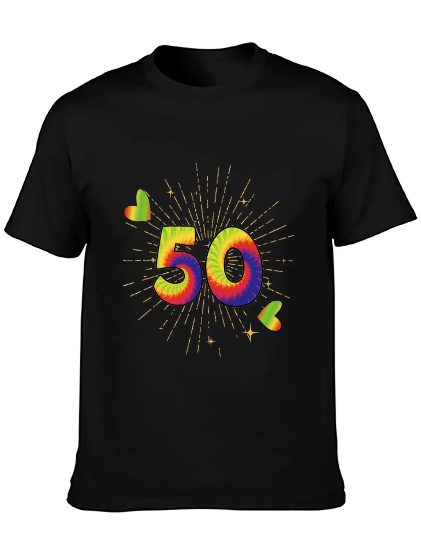 Tie-dye 50th Birthday Party 50 Years Old Celebrant Essential Cotton Tee For Daily Outfits – Unisex Style