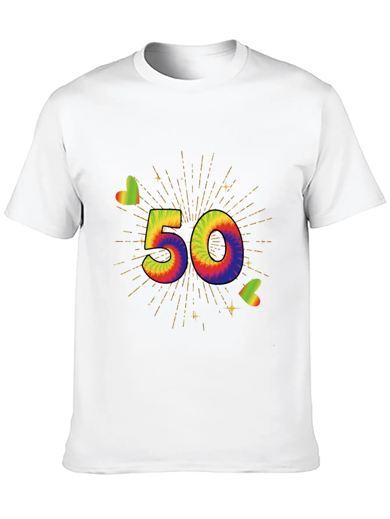 Tie-dye 50th Birthday Party 50 Years Old Celebrant Essential Cotton Tee For Daily Outfits – Unisex Style