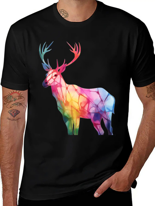 Tie Dye Animal Love Reindeer Modern Fit Casual T-Shirt – Clean And Versatile Design