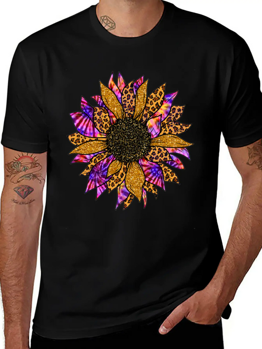 Tie Dye Sunflower T Shirt, Cheetah Sunflower Relaxed Everyday Tee – Lightweight And Durable Cotton