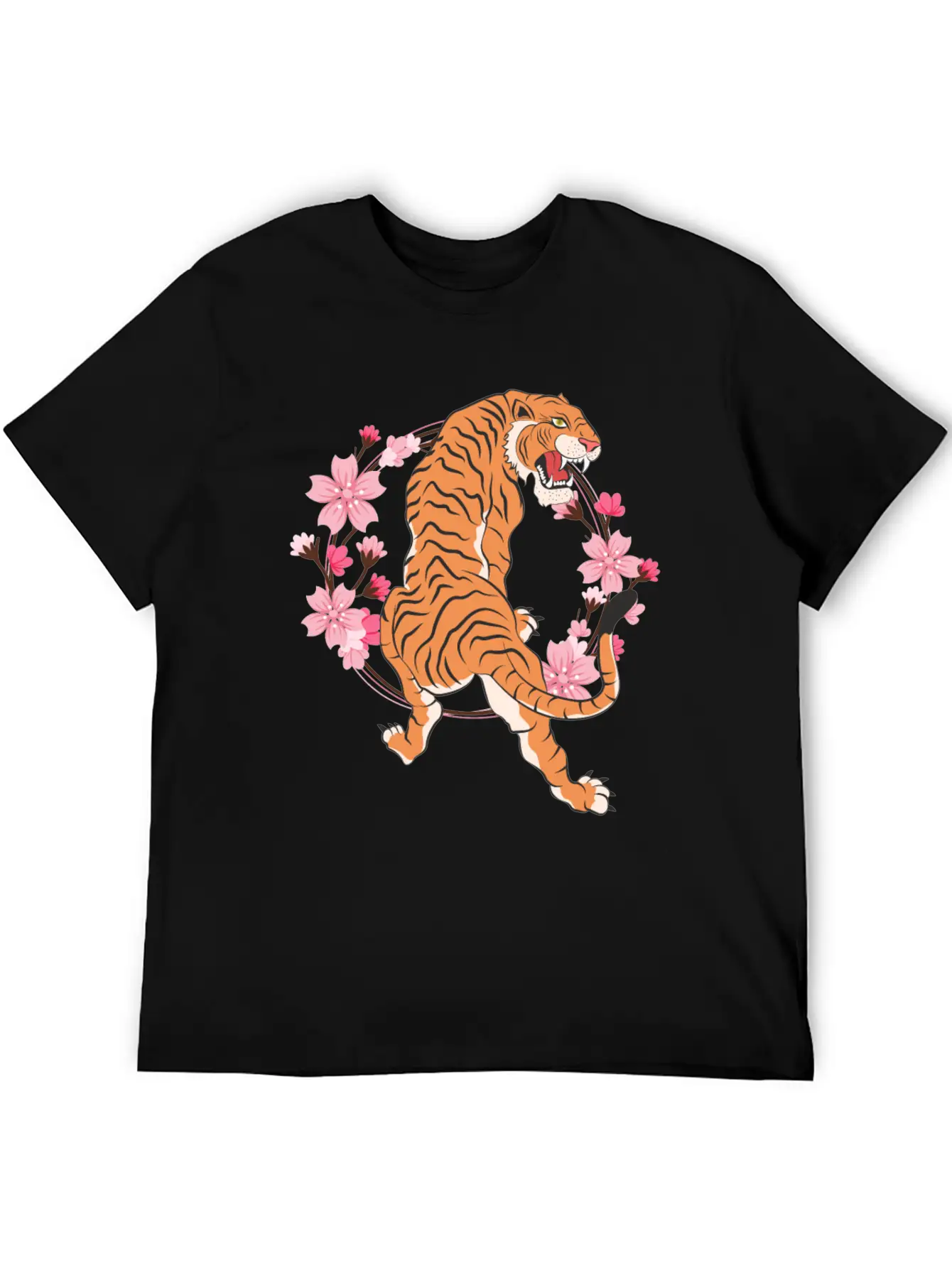 Tiger Cherry Blossom Japanese Sakura Tree Lightweight Cotton T-Shirt – Daily Comfort Graphic Shirt
