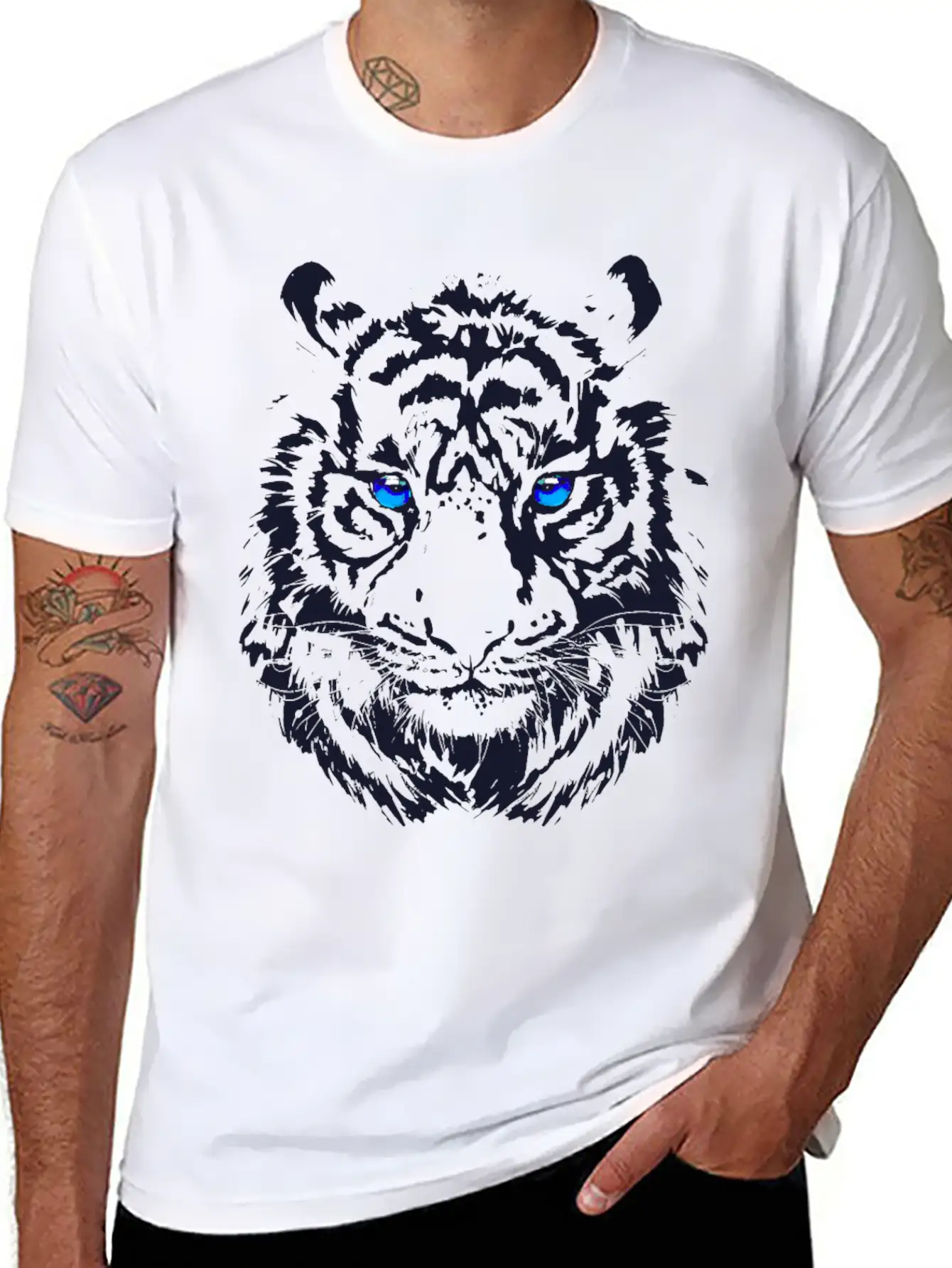 Tiger Head - Tiger Artwork - Wildlife Big Cats Modern Fit Casual T-Shirt – Clean And Versatile Design