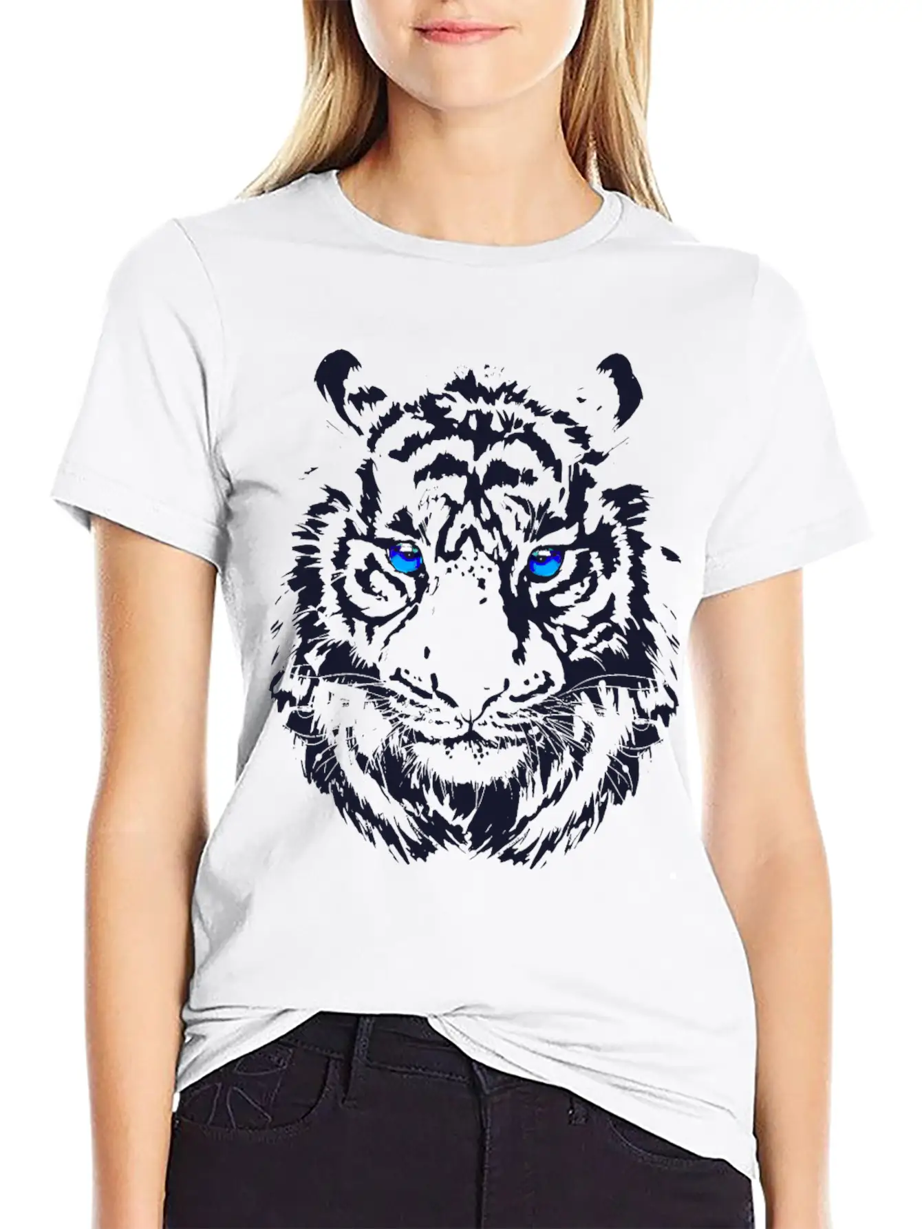 Tiger Head - Tiger Artwork - Wildlife Big Cats Modern Fit Casual T-Shirt – Clean And Versatile Design