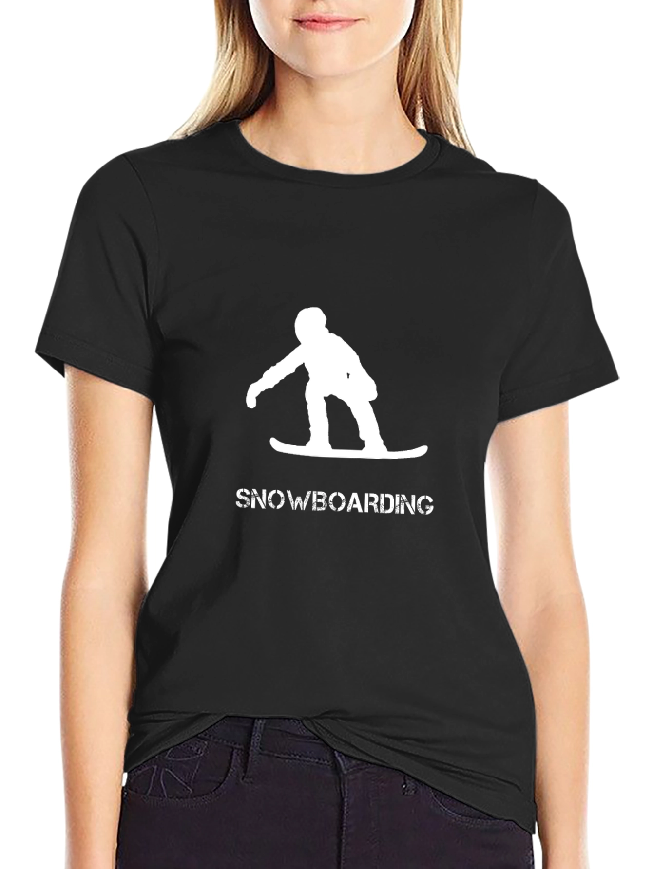 Snowboarding Graphic Tee - Black Cotton T-Shirt