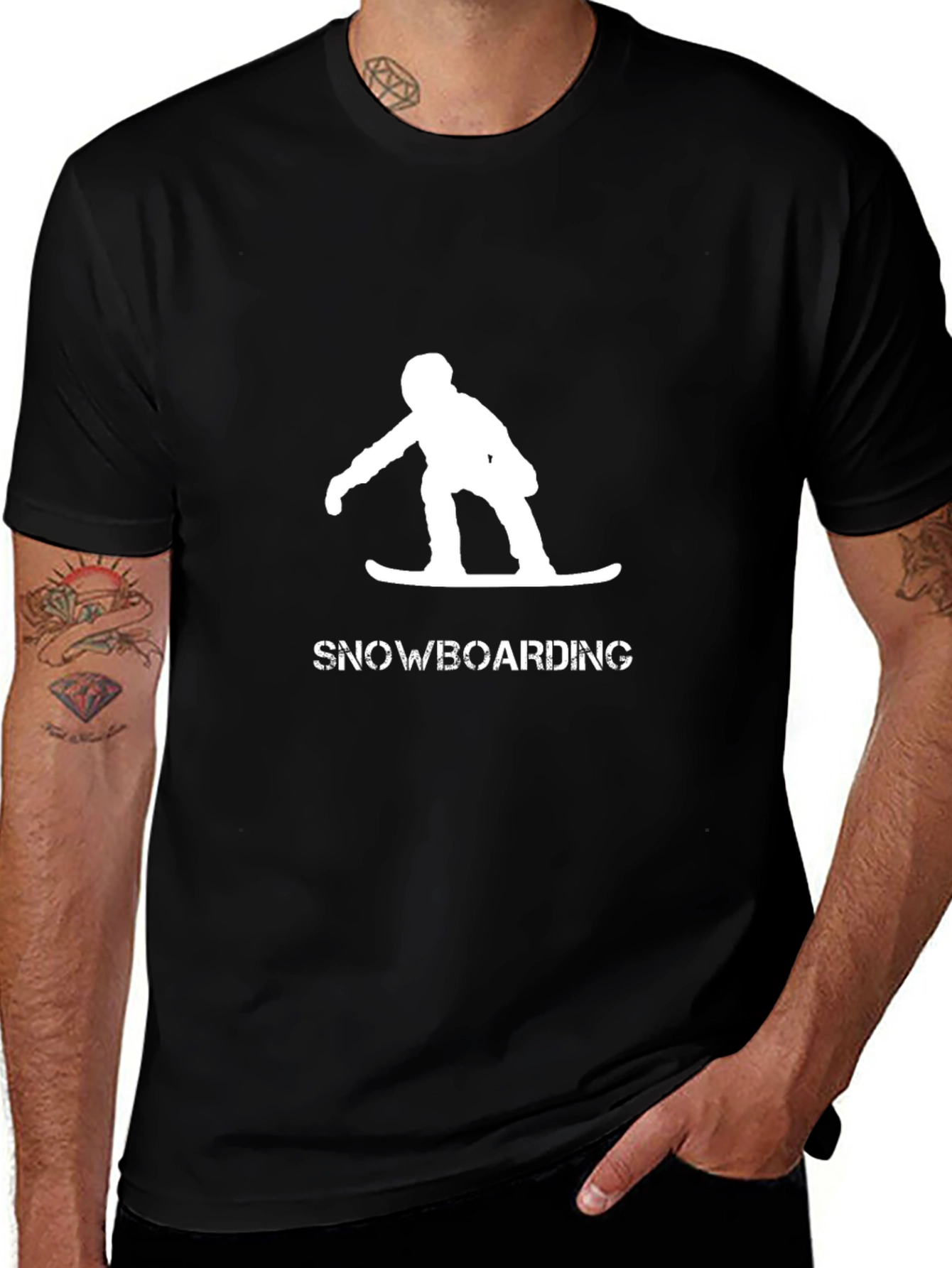 Snowboarding Graphic Tee - Black Cotton T-Shirt