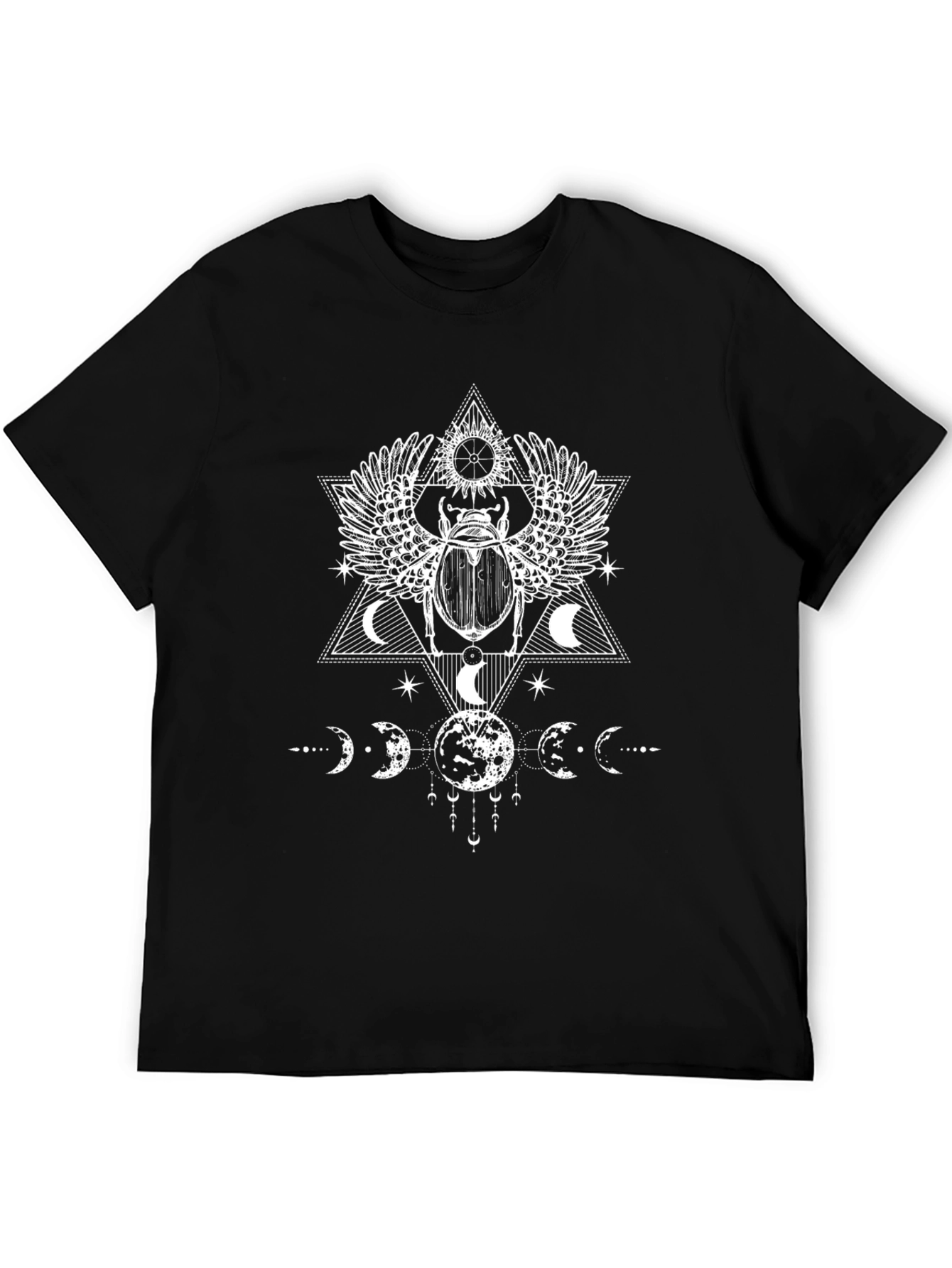 Mystic Scarab Beetle Graphic Tee - Black Cotton