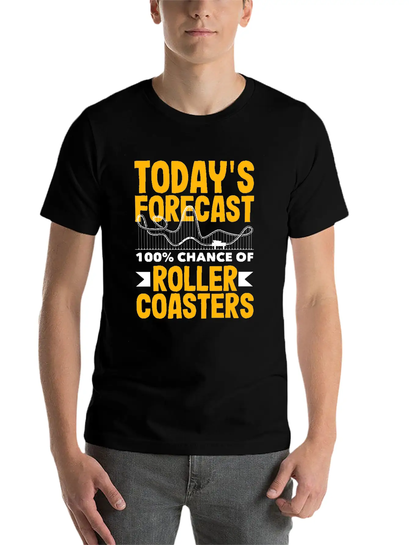 Today's Forecast 100% Chance Of Roller Coasters Soft Cotton Short Sleeve Tee – Unisex Wardrobe Staple