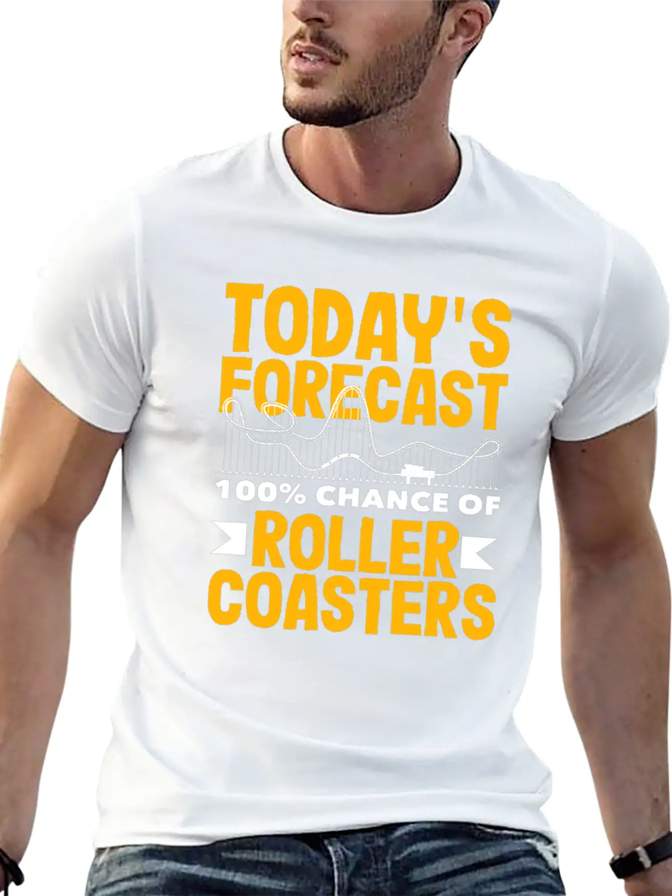 Today's Forecast 100% Chance Of Roller Coasters Soft Cotton Short Sleeve Tee – Unisex Wardrobe Staple