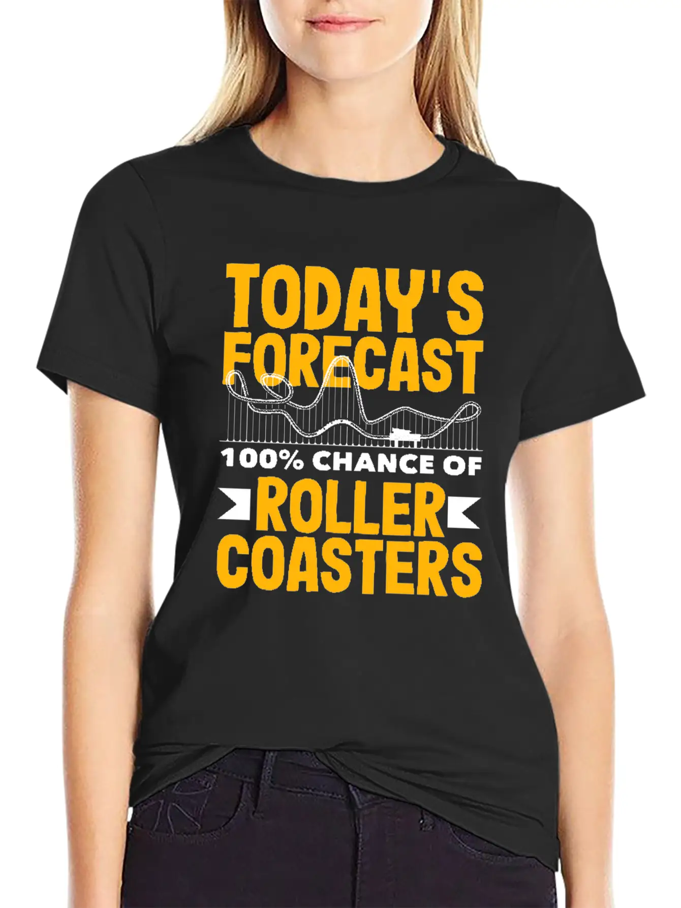 Today's Forecast 100% Chance Of Roller Coasters Soft Cotton Short Sleeve Tee – Unisex Wardrobe Staple
