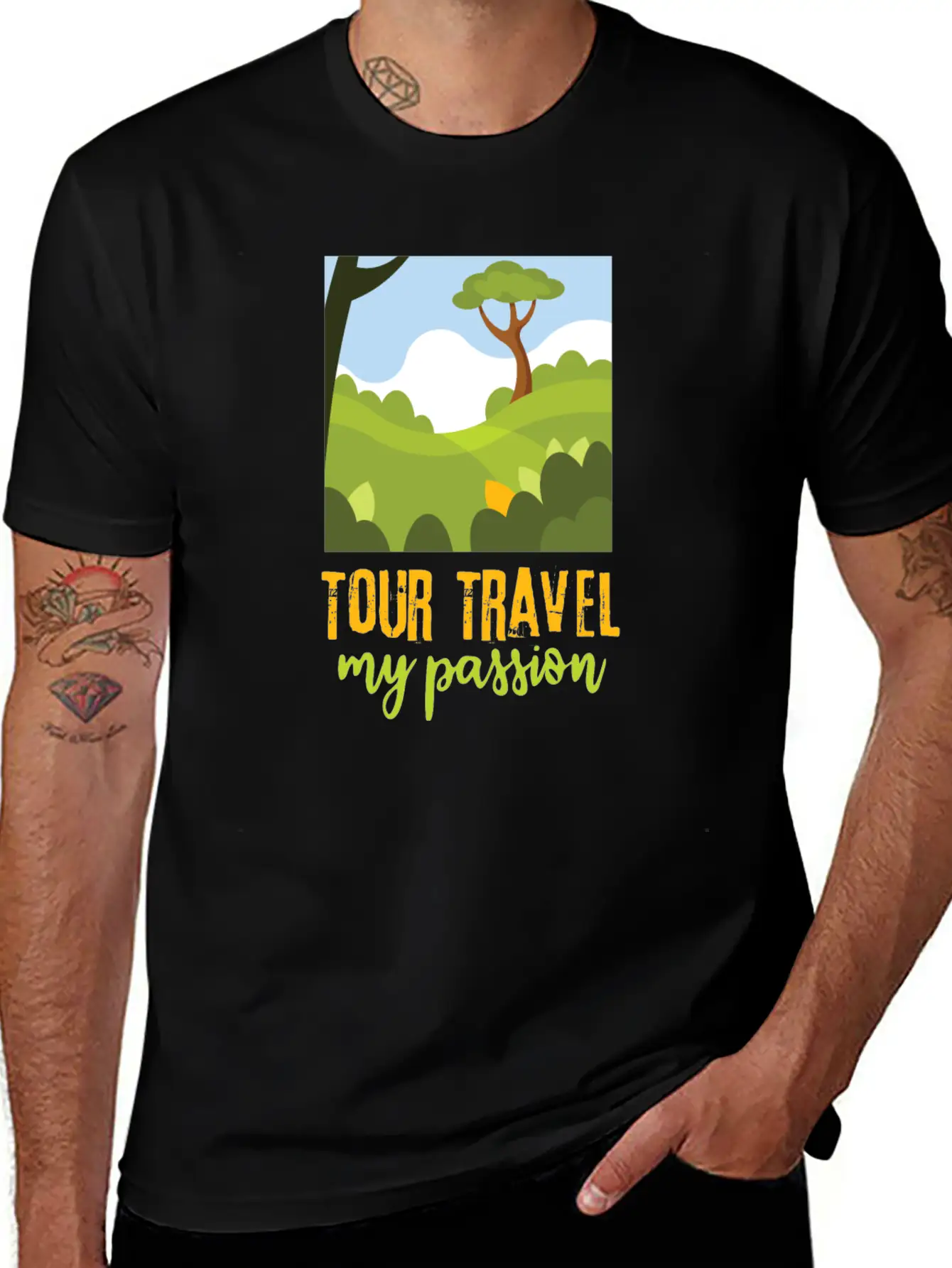 Tour-travel My Passion - Nature Landscape, Quote Unisex Casual T-Shirt – Clean Design For Daily Comfort