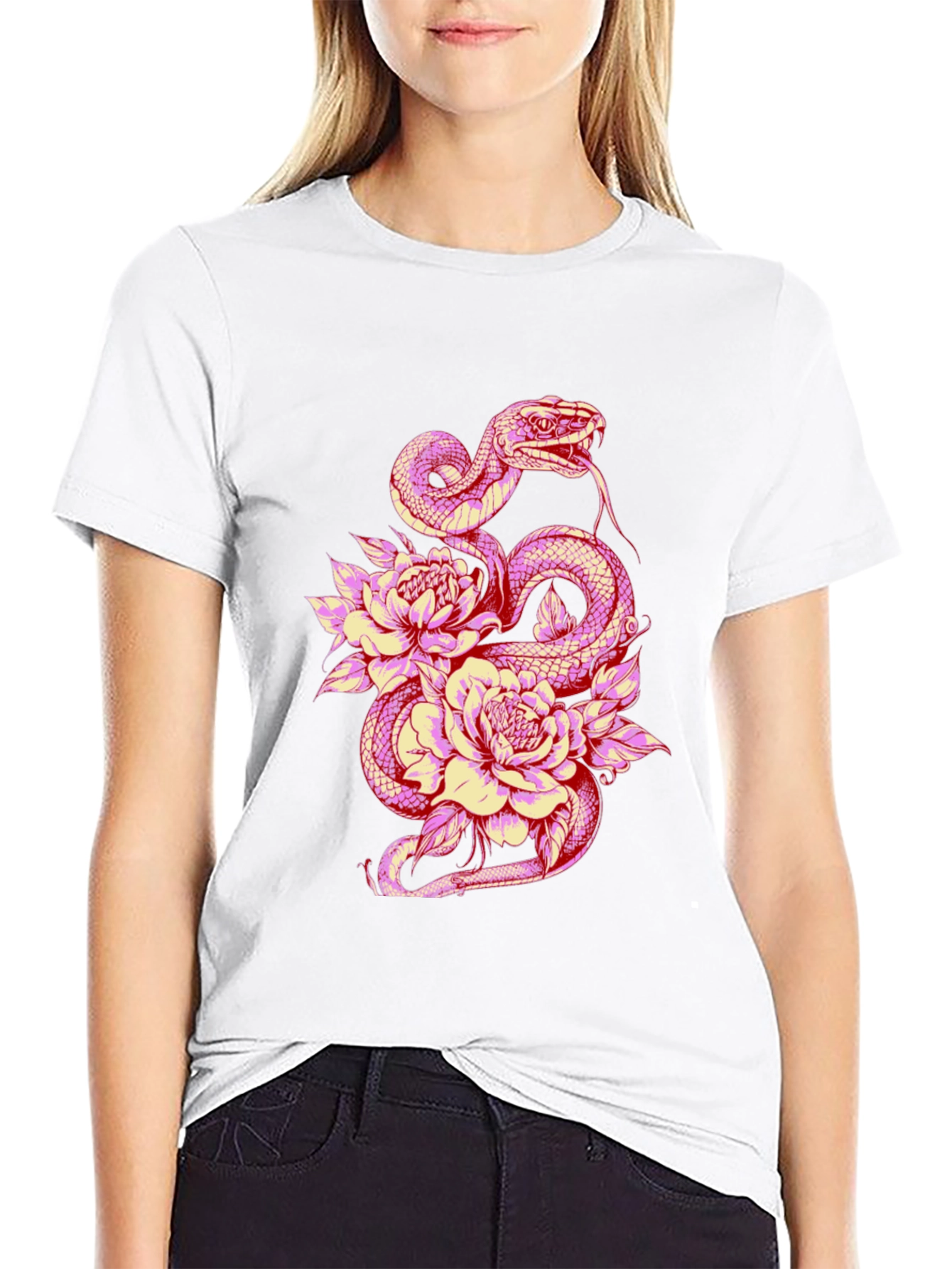 Snake & Flower Graphic Tee