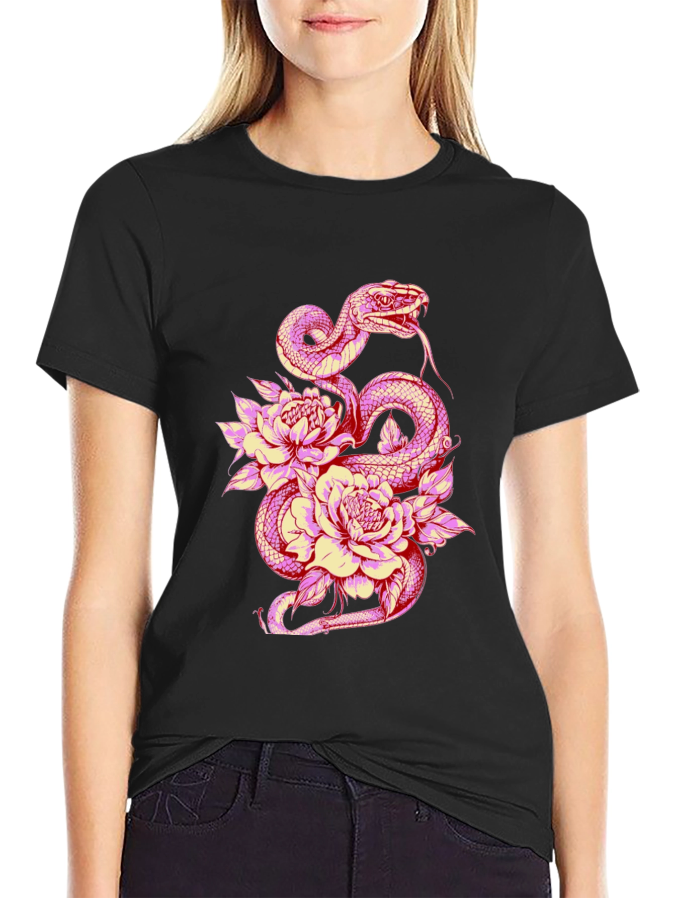 Snake & Flower Graphic Tee
