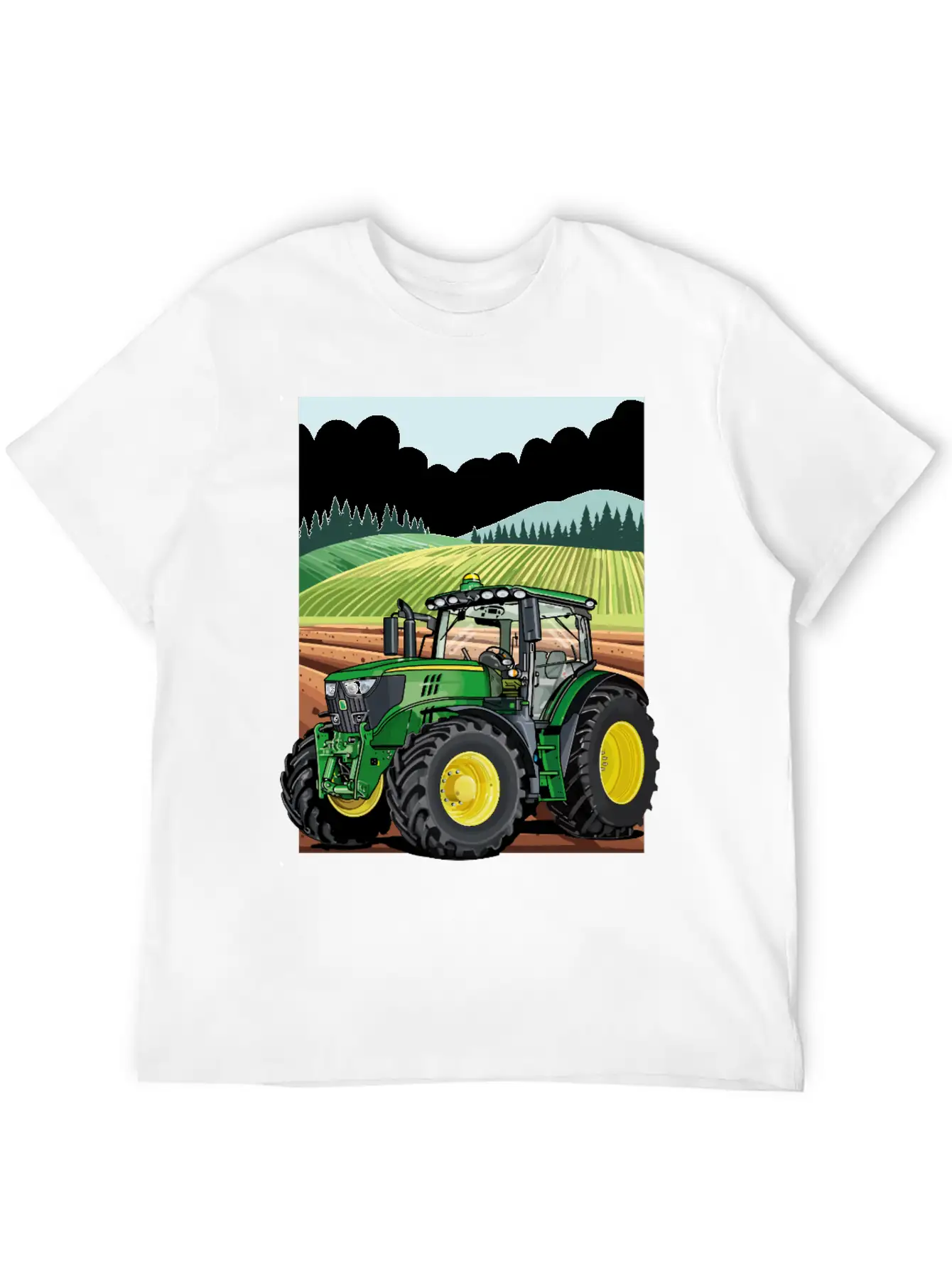 Tractor At Work In The Field Stylish Everyday T-Shirt – Unisex Basic Cotton Tee