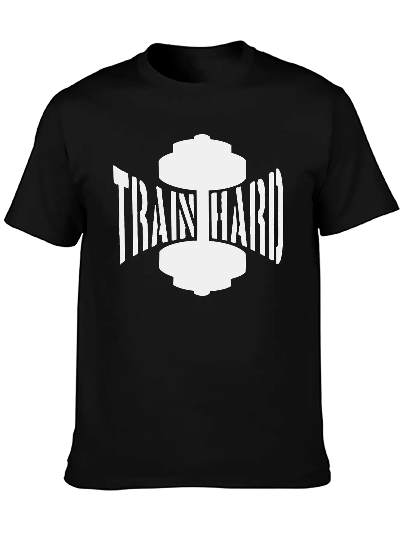 Train Hard Text Dumbbell Exercise Hand Arm Muscles Unisex Casual T-Shirt – Clean Design For Daily Comfort