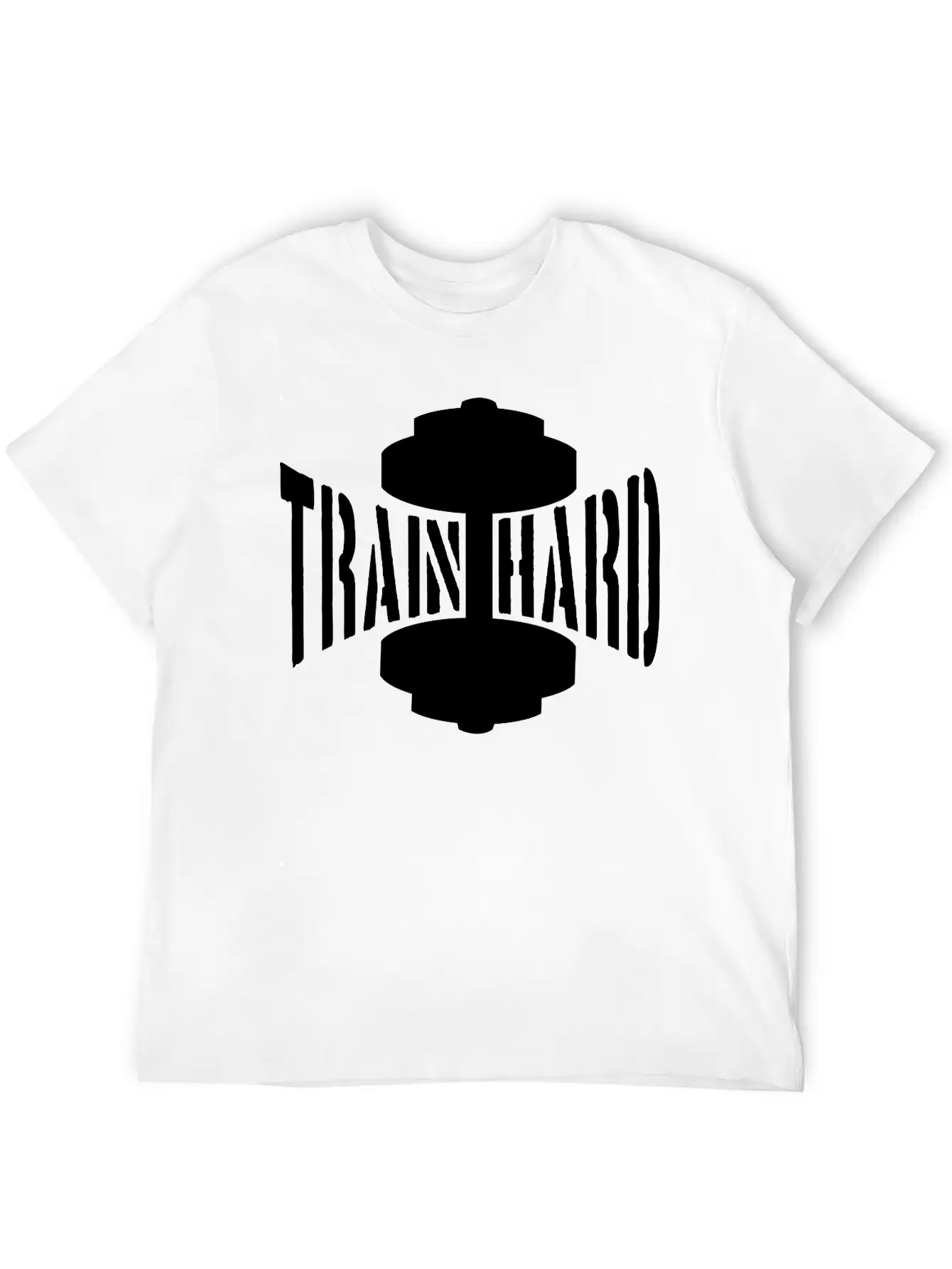 Train Hard Text Dumbbell Exercise Hand Arm Muscles Unisex Casual T-Shirt – Clean Design For Daily Comfort