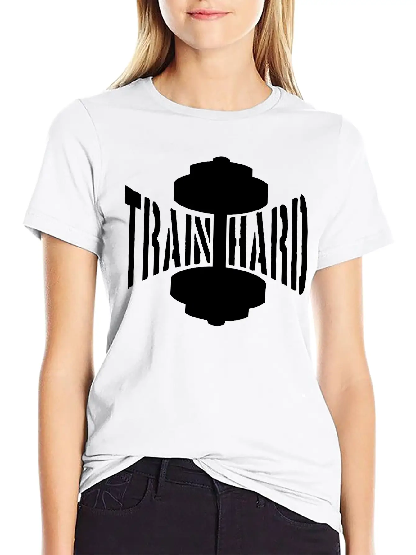Train Hard Text Dumbbell Exercise Hand Arm Muscles Unisex Casual T-Shirt – Clean Design For Daily Comfort