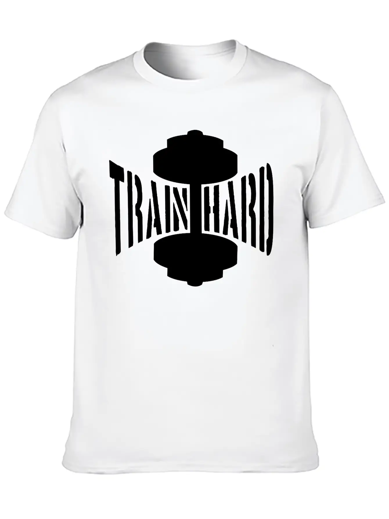 Train Hard Text Dumbbell Exercise Hand Arm Muscles Unisex Casual T-Shirt – Clean Design For Daily Comfort