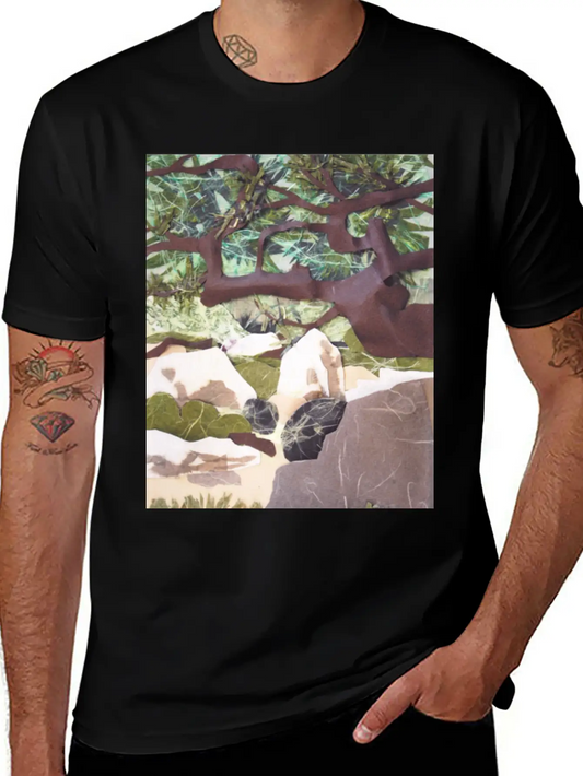 Tree Collage Lightweight Cotton T-Shirt – Daily Comfort Graphic Shirt