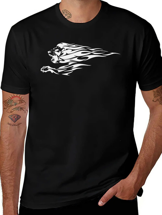 Tribal Fire Lion Essential Cotton Tee For Daily Outfits – Unisex Style