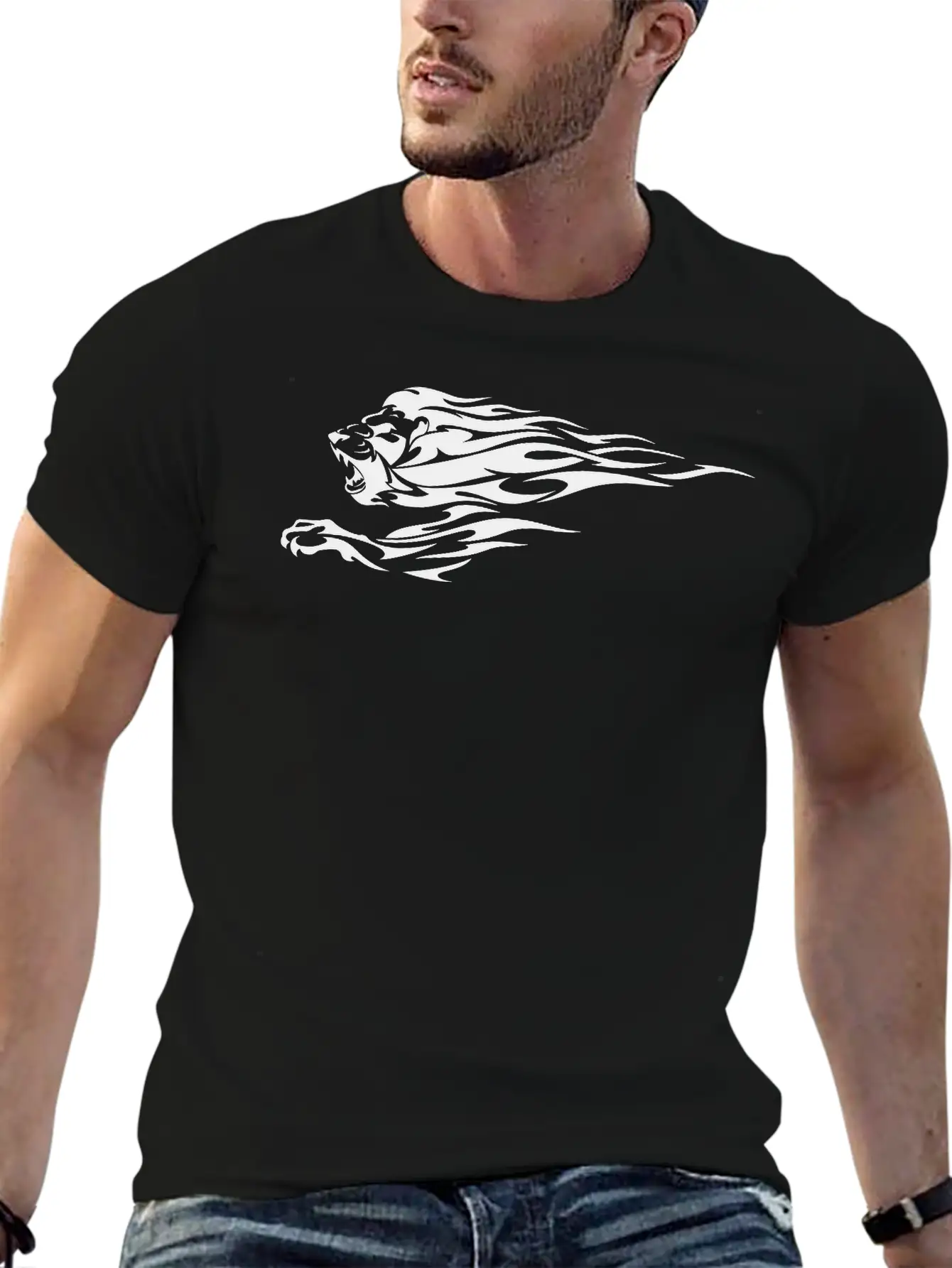 Tribal Fire Lion Essential Cotton Tee For Daily Outfits – Unisex Style