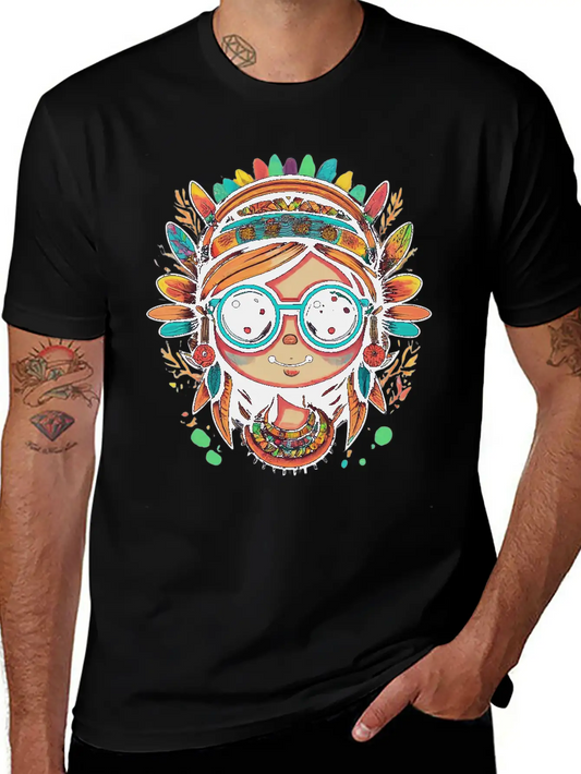 Tribal Girl Cartoon Relaxed Everyday Tee – Lightweight And Durable Cotton