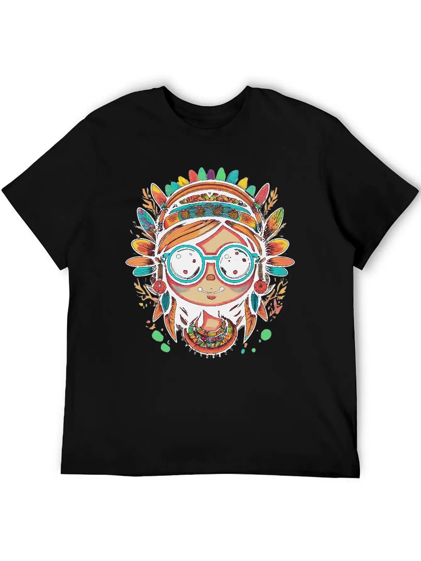 Tribal Girl Cartoon Relaxed Everyday Tee – Lightweight And Durable Cotton