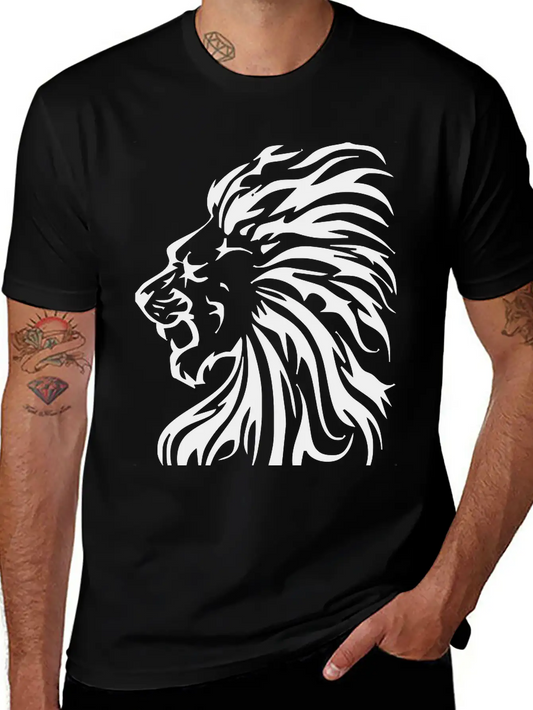 Tribal Lion Classic Fit Graphic Tee For Daily Comfort – Unisex Cotton Shirt