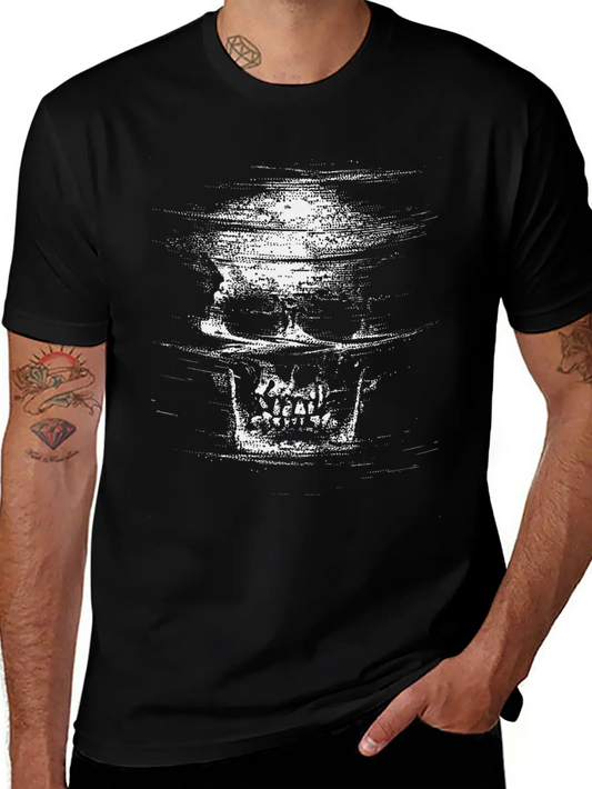 Tricked Death: Glitch Mode Skull Design Unisex Casual T-Shirt – Clean Design For Daily Comfort