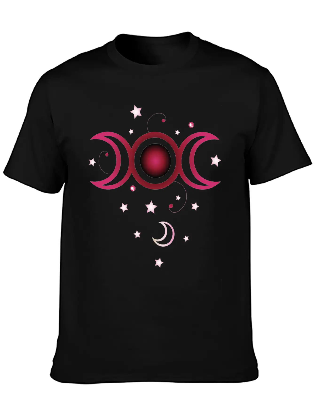 Triple Moon With Stars, Pink. Modern Fit Casual T-Shirt – Clean And Versatile Design