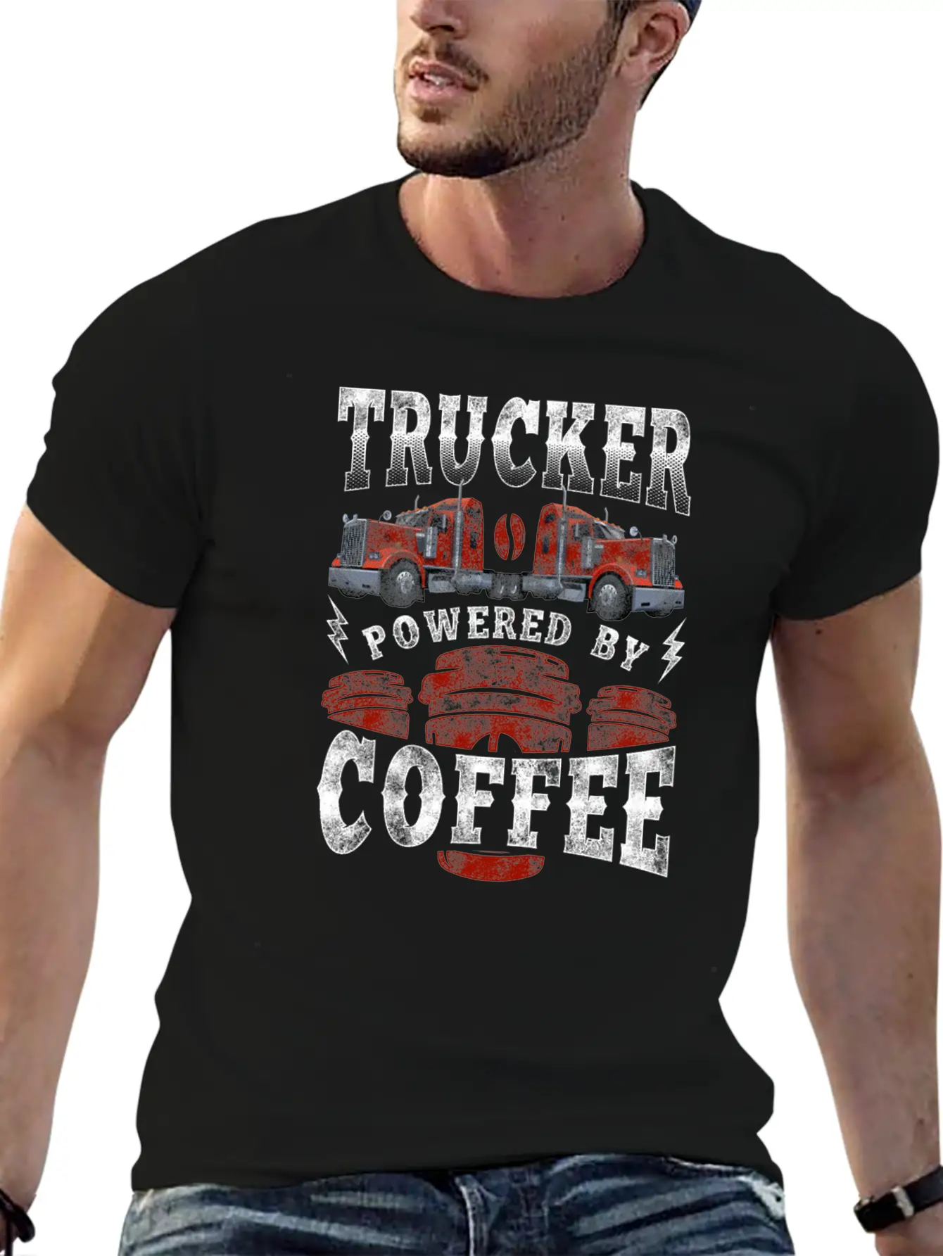 Trucker Truck Driver Coffee Relaxed Everyday Tee – Lightweight And Durable Cotton