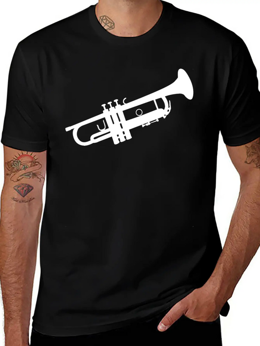 Trumpet Silhouette White Soft Cotton Short Sleeve Tee – Unisex Wardrobe Staple