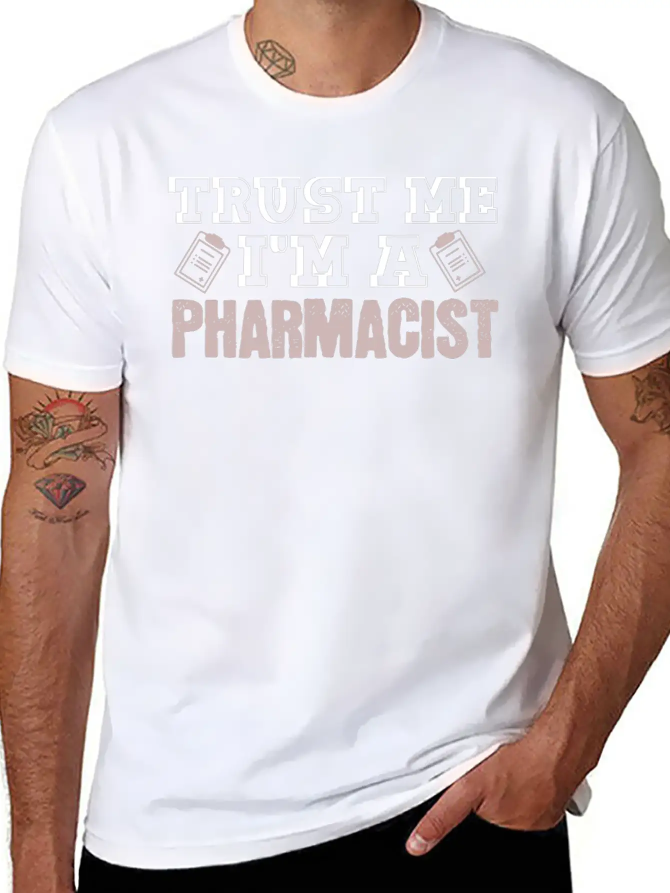 Trust Me I'm A Pharmacist Joke Druggist Chemist Lightweight Cotton T-Shirt – Daily Comfort Graphic Shirt