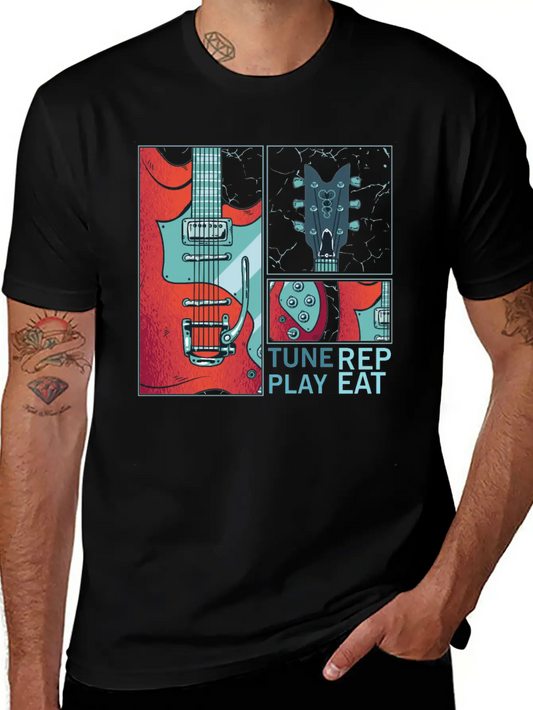 Tune Play Repeat Electric Guitarist Music Unisex Casual T-Shirt – Clean Design For Daily Comfort