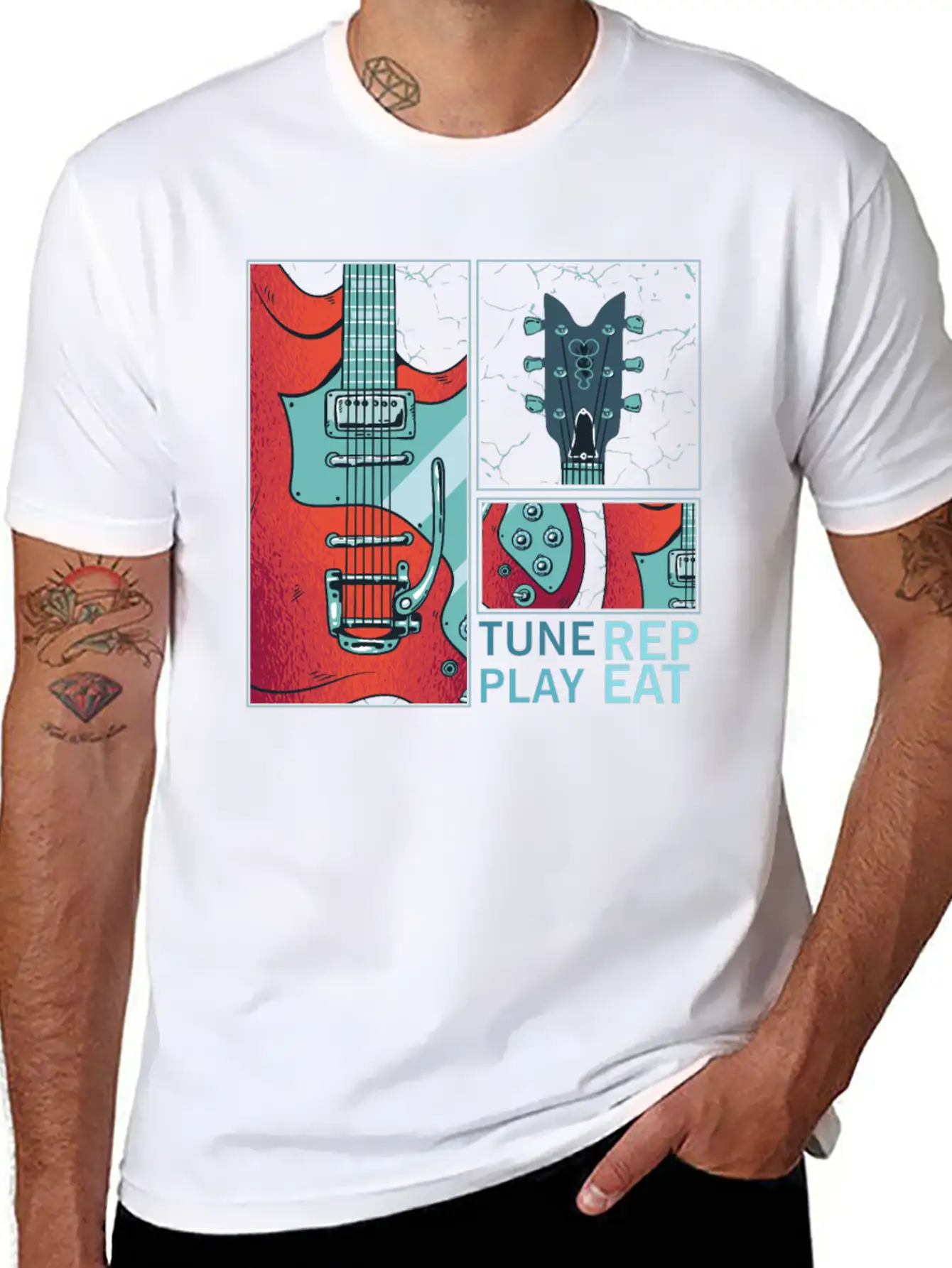 Tune Play Repeat Electric Guitarist Music Unisex Casual T-Shirt – Clean Design For Daily Comfort