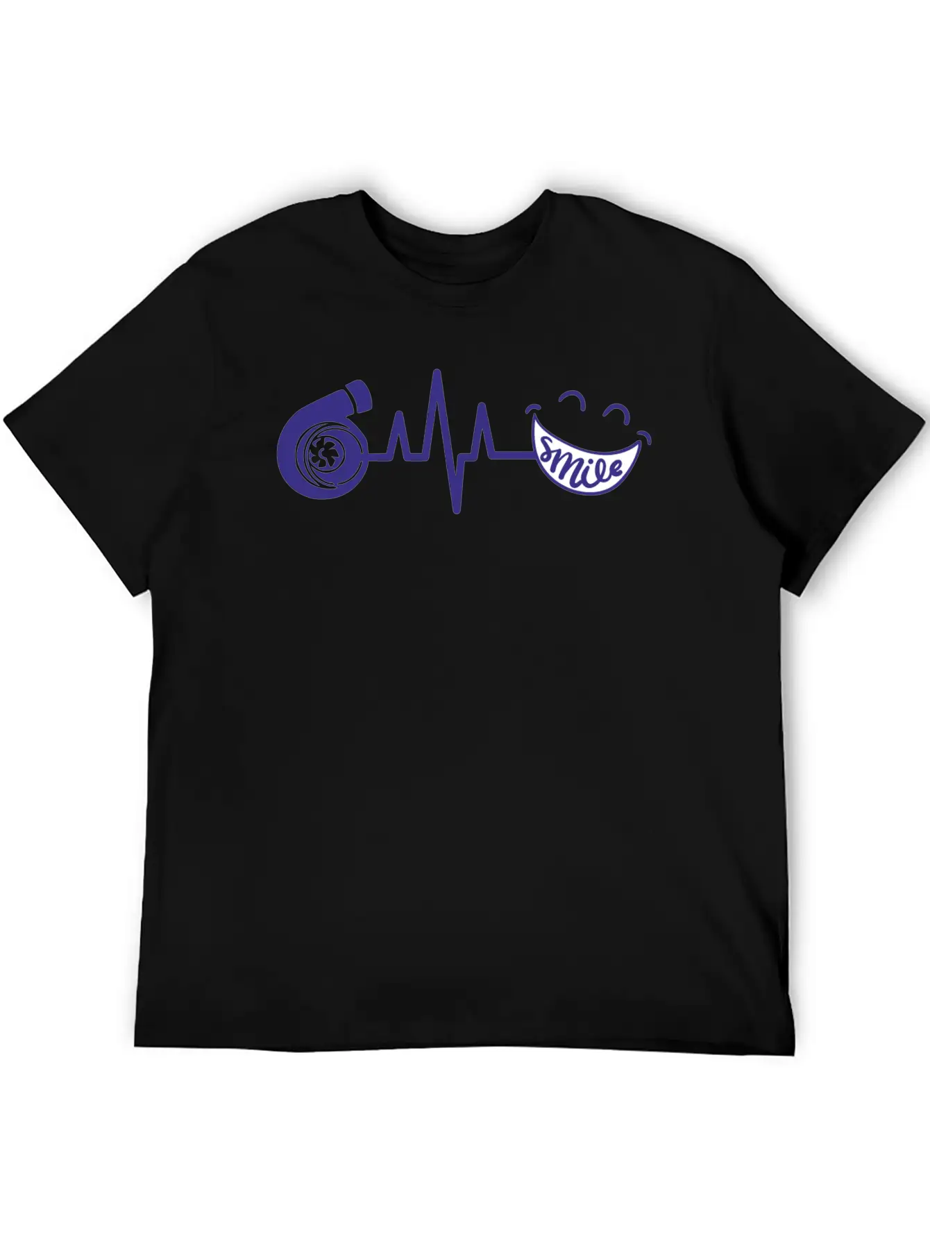 Turbo ECG SMILE Blau Soft Cotton Short Sleeve Tee – Unisex Wardrobe Staple
