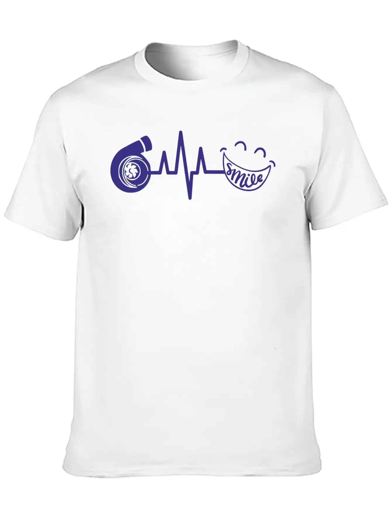 Turbo ECG SMILE Blau Soft Cotton Short Sleeve Tee – Unisex Wardrobe Staple