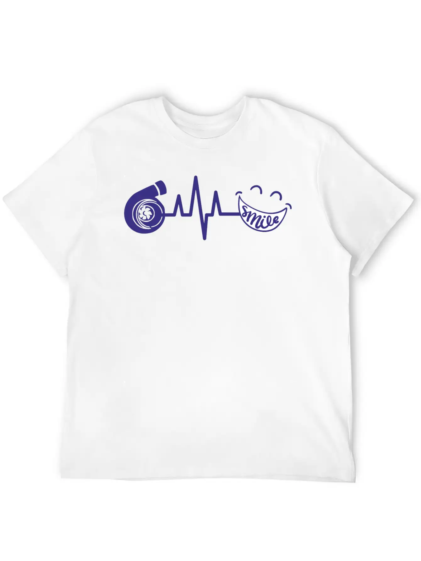Turbo ECG SMILE Blau Soft Cotton Short Sleeve Tee – Unisex Wardrobe Staple