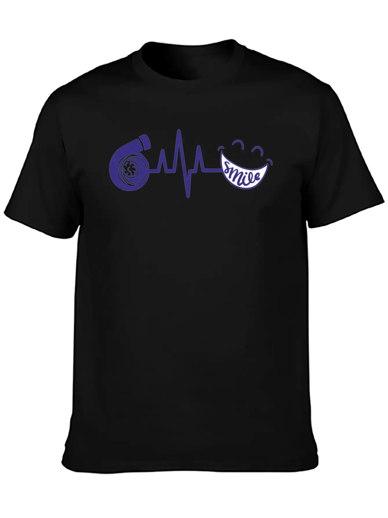 Turbo ECG SMILE Blau Soft Cotton Short Sleeve Tee – Unisex Wardrobe Staple